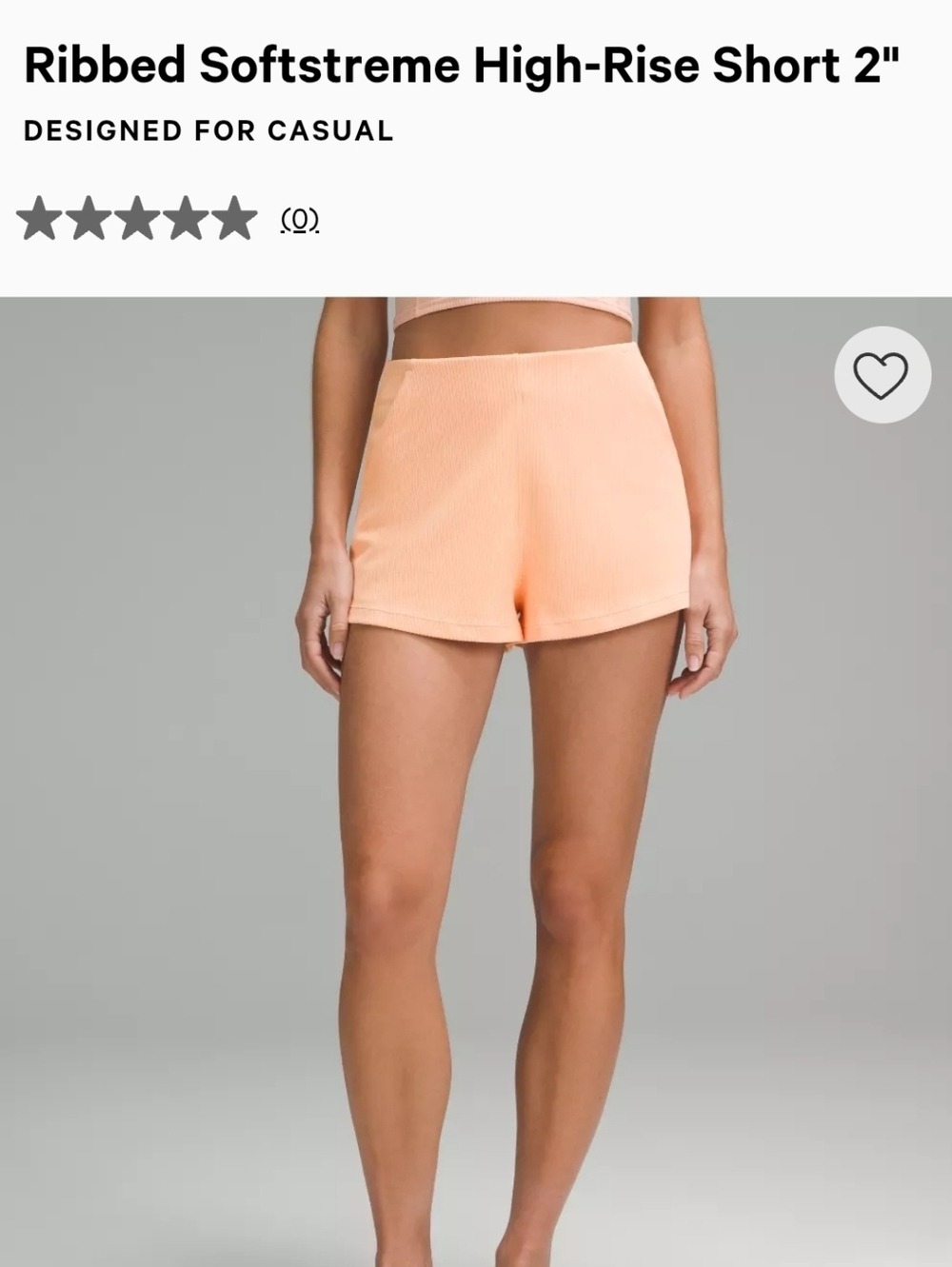 Lululemon Ribbed Softstreme High-Rise Short 2" Size 10
